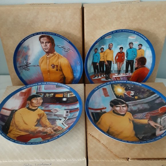 Four 1980's Ernst Star Trek Collector Plates; Beam Us Down, Kirk, Chekov, Sulu - Picture 10 of 11
